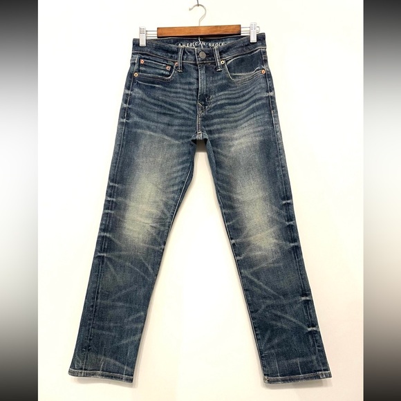 American Eagle Airflex + Slim Straight Dark Wash‎ Stretch Jeans Men’s 28x28 - Picture 1 of 5